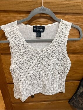 Requirements Petite Cream Crochet Tank Top